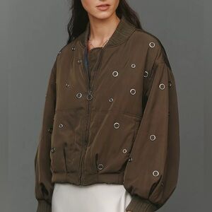 Anthropologie Pilcro Grommet Bomber Jacket Small New Army Green